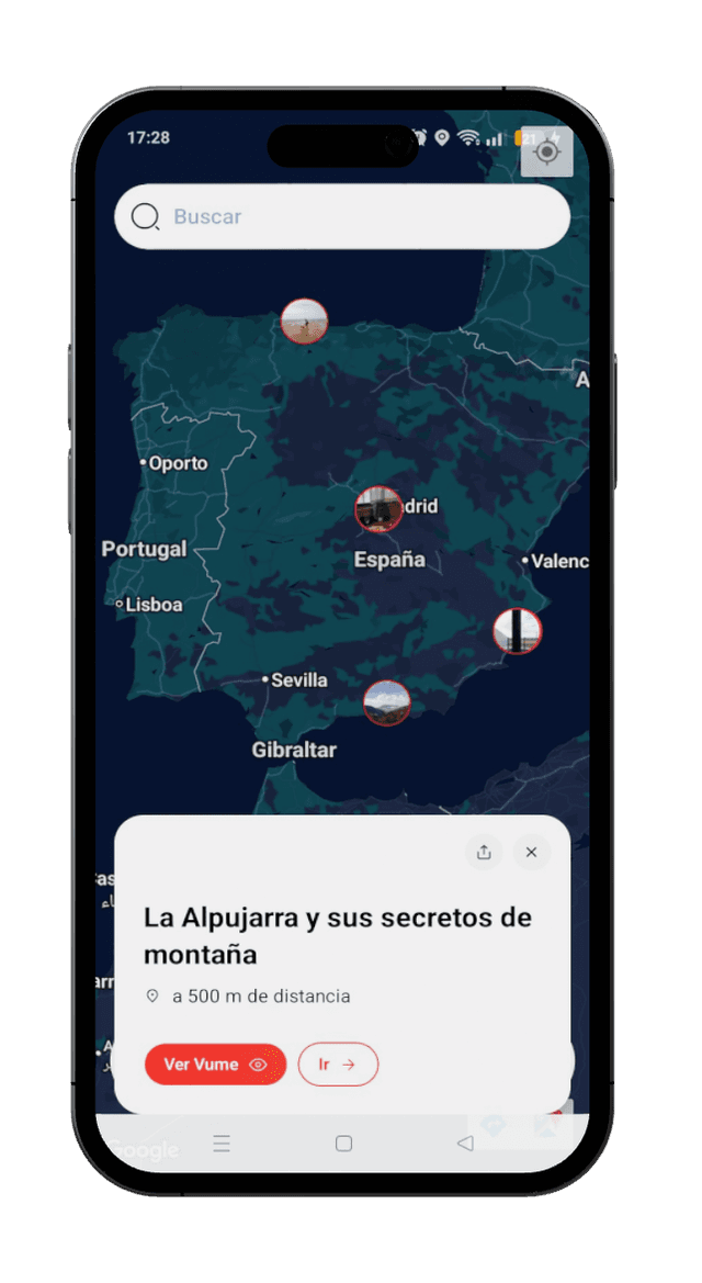 Pantalla principal de la app